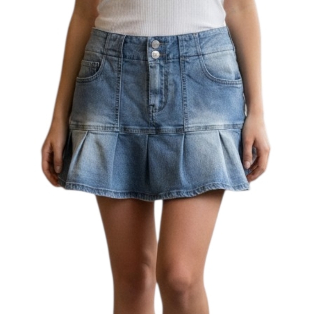 Almost Famous Y2K Denim Pleated Mini Skirt M